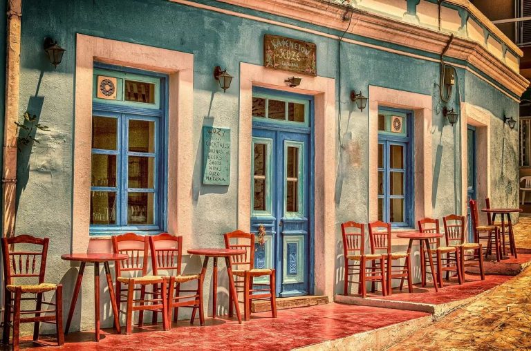 colorful vintage looking cafe