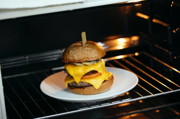 burger in hot oven